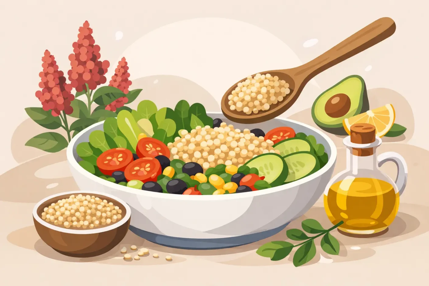 Quinoa para ensaladas saludables y prácticas